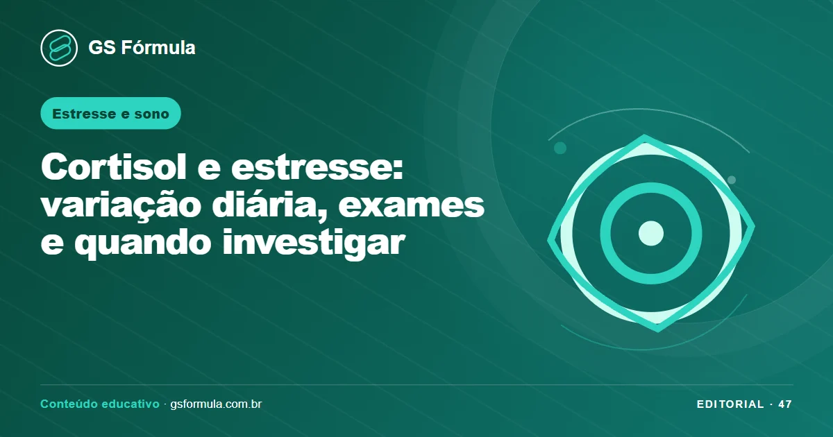 Ilustração editorial sobre Cortisol e estresse: variação diária, exames e quando investigar