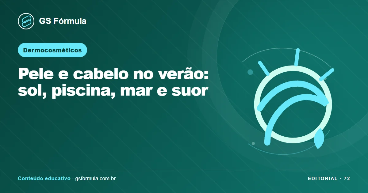 Ilustração editorial sobre Pele e cabelo no verão: sol, piscina, mar e suor