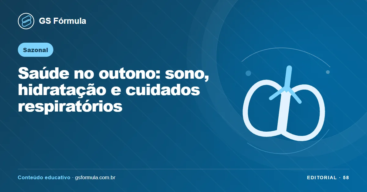 Ilustração editorial sobre Saúde no outono: sono, hidratação e cuidados respiratórios
